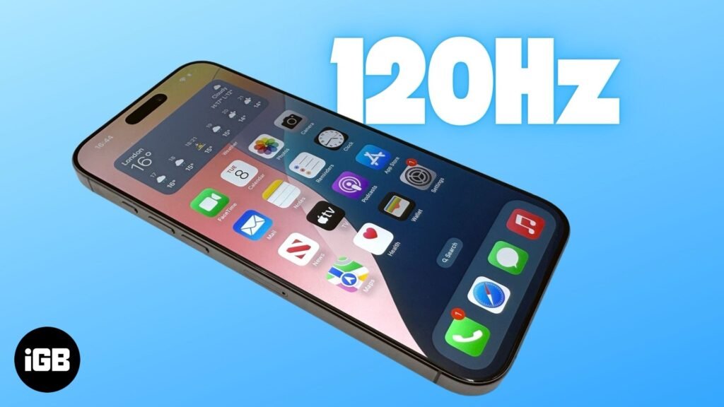 Smartphone showing ‘120 Hz’ label to highlight high-refresh-rate display functionality.